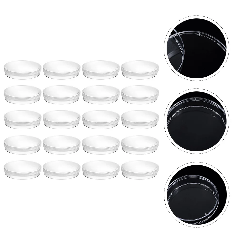 

20 Pcs Cell Petri Dish Square Containers Lids Clear Dishes Plastic Culture Yeast
