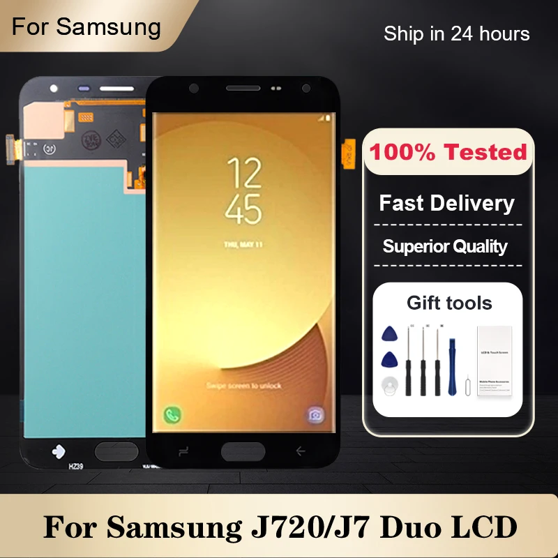 

1Pcs 5.5 Inch OLED For Samsung Galaxy J720 Lcd With Touch Screen J7 Duo 2018 Display Digitizer Assembly J7 2018 J720F With Tools