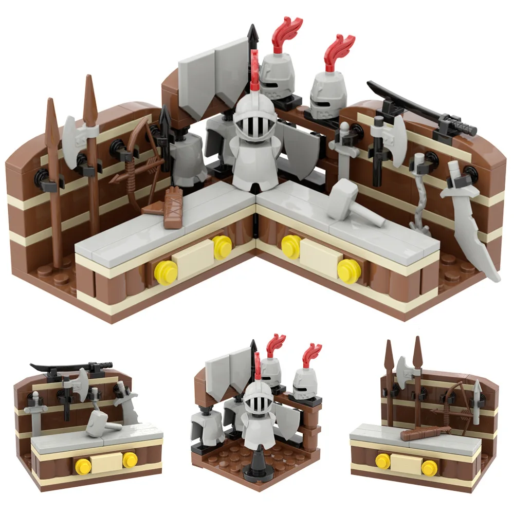 MOC Medieval Furniture Pharmacist Wine Barrel Bar Scrolls Cabinet Building Blocks Piano Bookshelf Paper Map bedrooms Bricks Toys