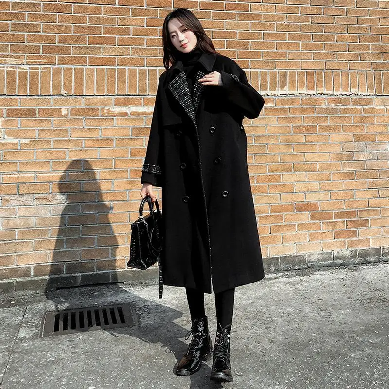 

Autumn Woman Woolen Coat Female Tops Coat Loose Casual Thicken Wool Jackets Outerwear Ladies Overcoat Blends Jackets Coats G290