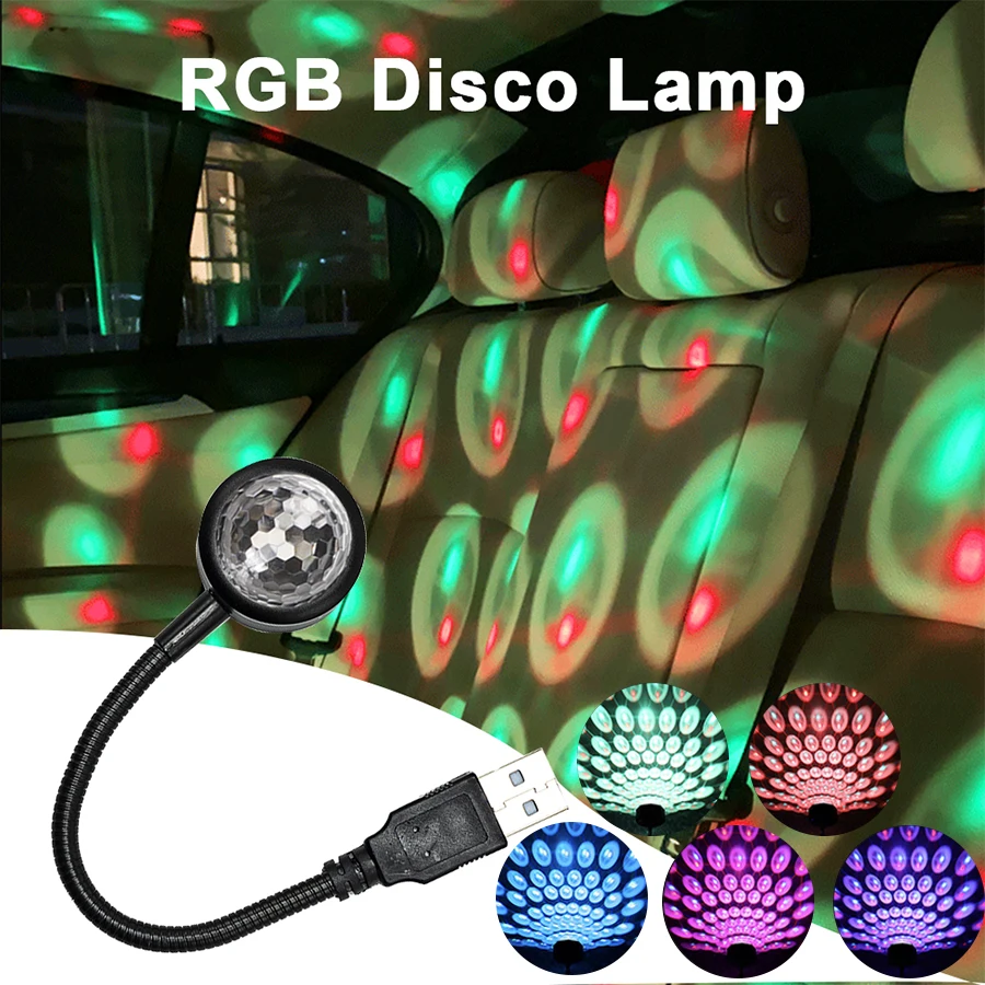 Mini boule LED Disco son  DJ activé  projecteur Laser de fête  lampe pour voiture  discothèque