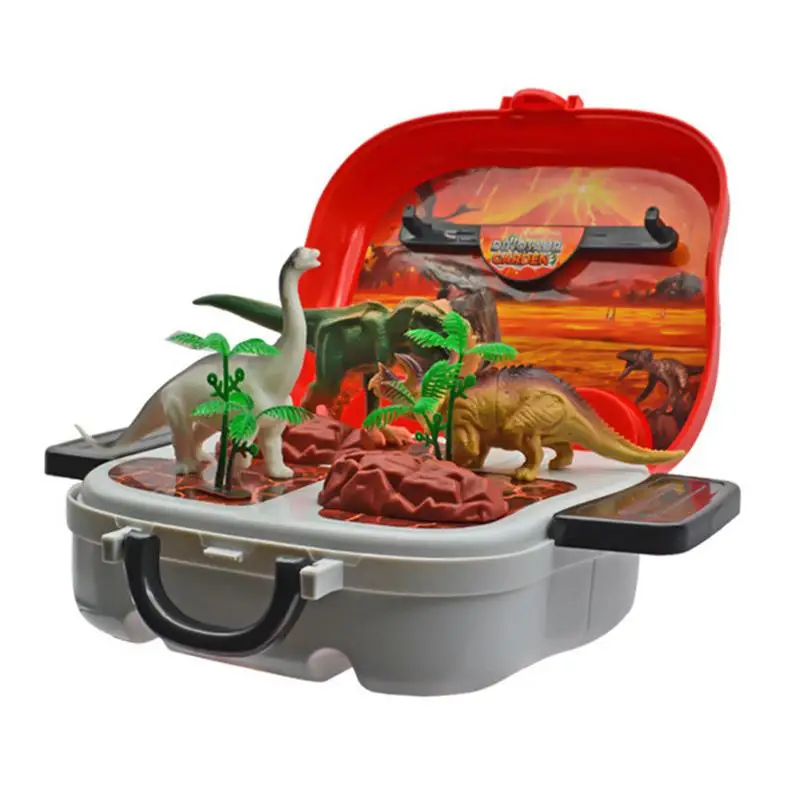 

Kids Dinosaur World Toys Pretend Play Portable Suitcase Toy Kids House Game Fun Educational Toys For Boys Children Birthday Gift