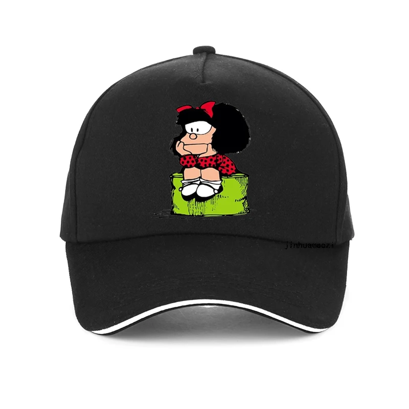 

Female cartoon PAZ Mafalda or QUIERO Cafe printed Baseball Cap female graphic Funny sunhat Unisex adjustable Hats snapback