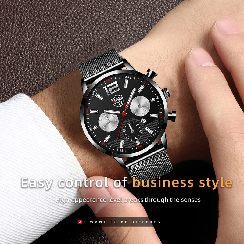 Luxury Fashion Mens Watches Men Business Gold Stainless Steel Mesh Belt Analog Quartz Wrist Watch Male Casual Leather |