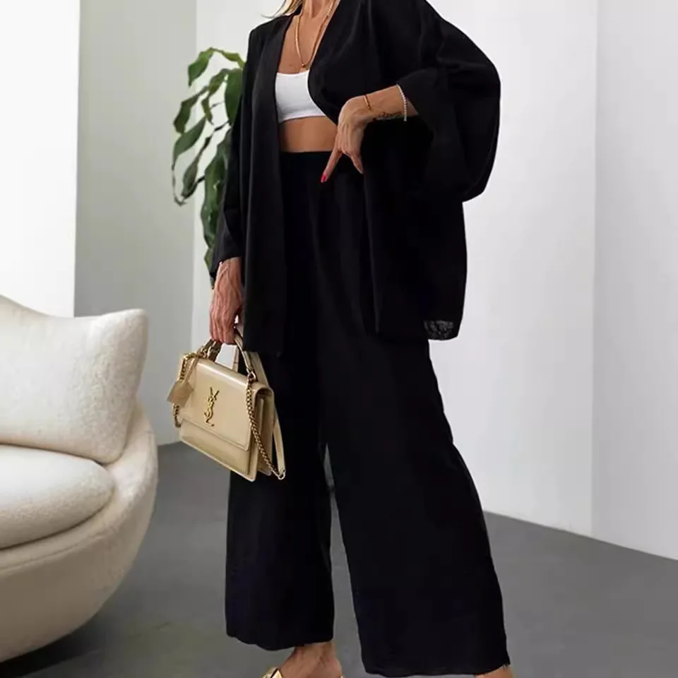 Женский летний костюм из хлопка и льна