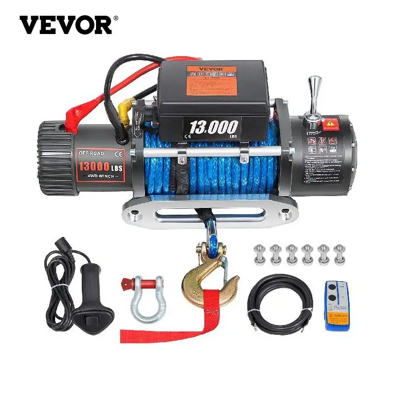 

VEVOR 13000LBS 12V Electric Winch for 4X4 80FT Synthetic Car Trailer Ropes Towing Strap With Wireless Control ATV Truck Off Road