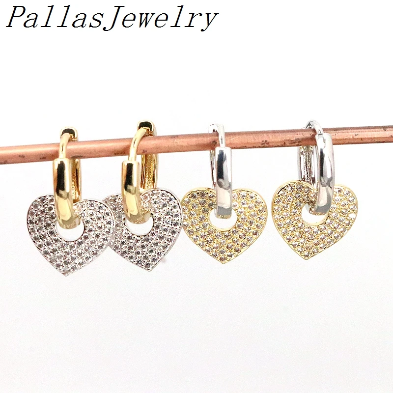 10 пар 2022 новые стильные серьги в форме сердца смешанные серебряные и золотые цвета ювелирные изделия подвески в форме сердца серьги-кольца ...