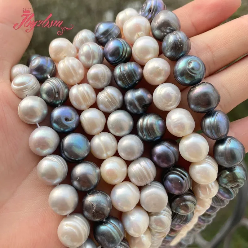 11-12mm Nearround Natural Freshwater Pearl Loose Beads for Women DIY Necklace Bracelet Earring Rings Jewelry Making Strand 15