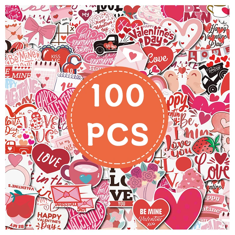 

100 Шт. Наклеек В Форме Сердца Ко Дню Святого Валентина