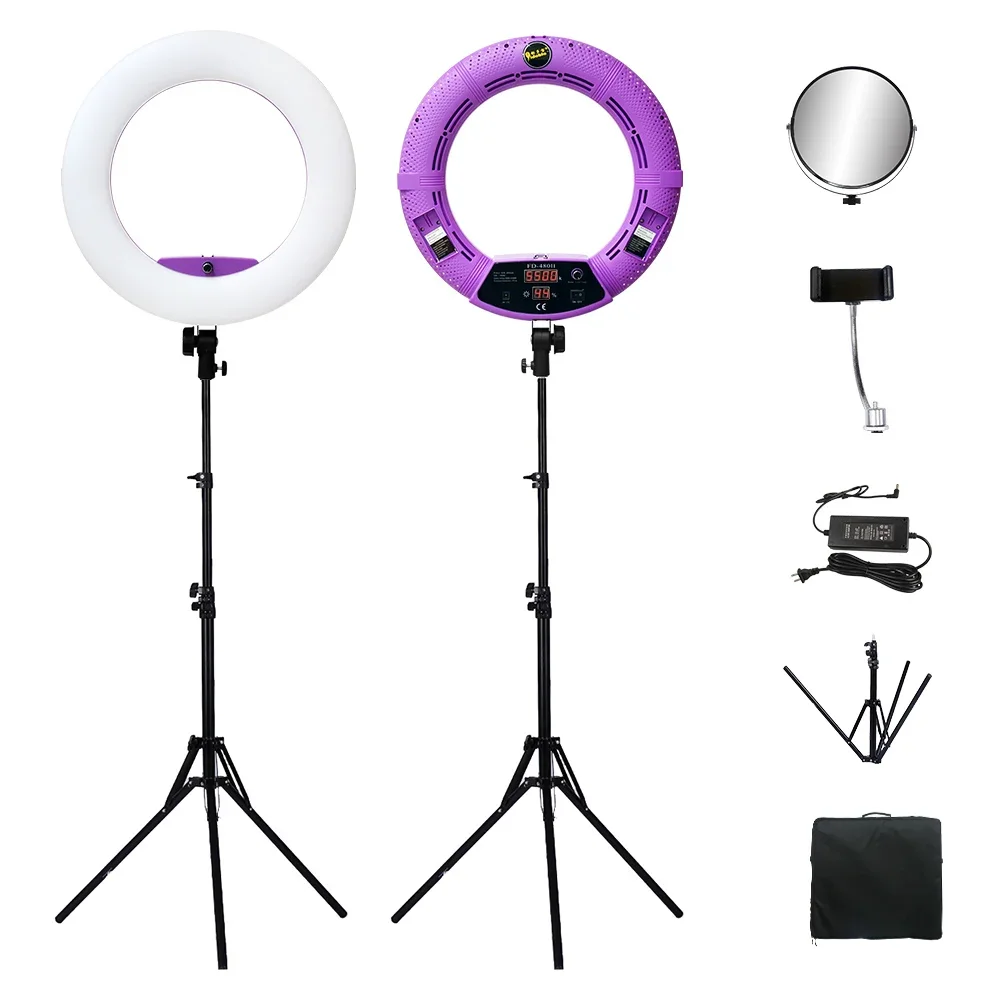 

Yidoblo Pink FD-480II 18" Dimmable LED Ring Lamp Kit 480 LED Studio Video Light Lamp Photographic Lighting + Stand (2M)+Soft Bag