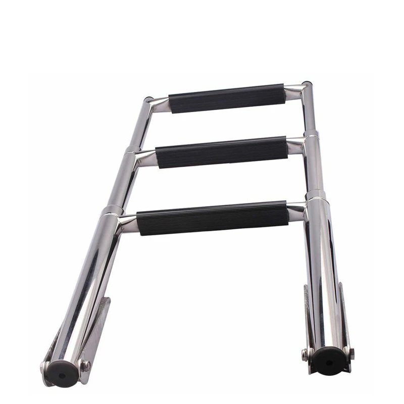 

New 3 Step Stainless Steel Polished Steel Telescoping Ladder Swim Step 3 Step Ladders for Marine Boat Yacht Swimming Pool