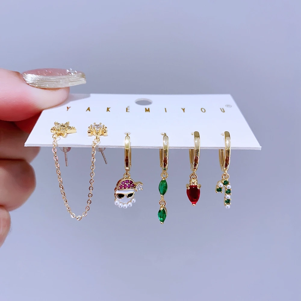 6 шт./компл. рождественские серьги подарочные ювелирные изделия позолоченные