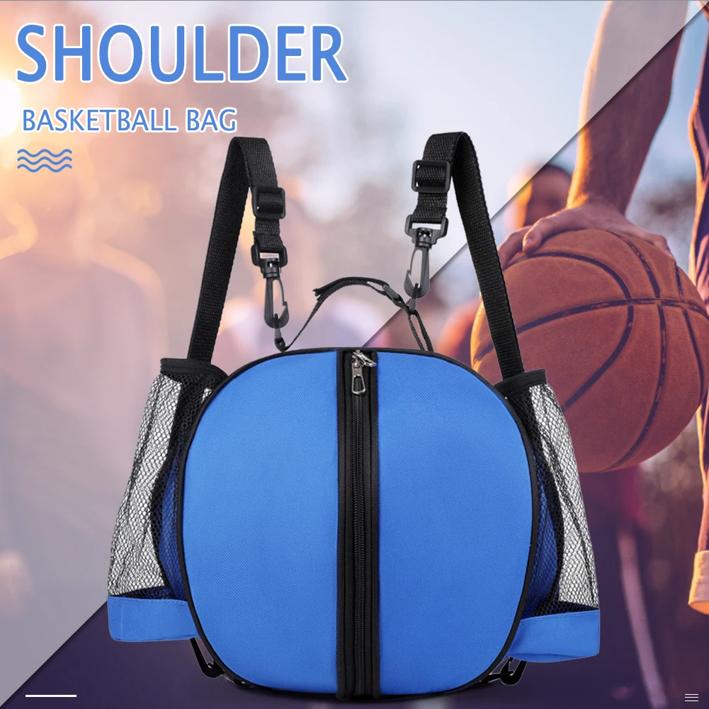 

Mesh Soccer Carrying Bag Portable Round Shaped Volleyball Storage Pouch Elastic Removable Shoulder Strap Hook for Outdoor Sports
