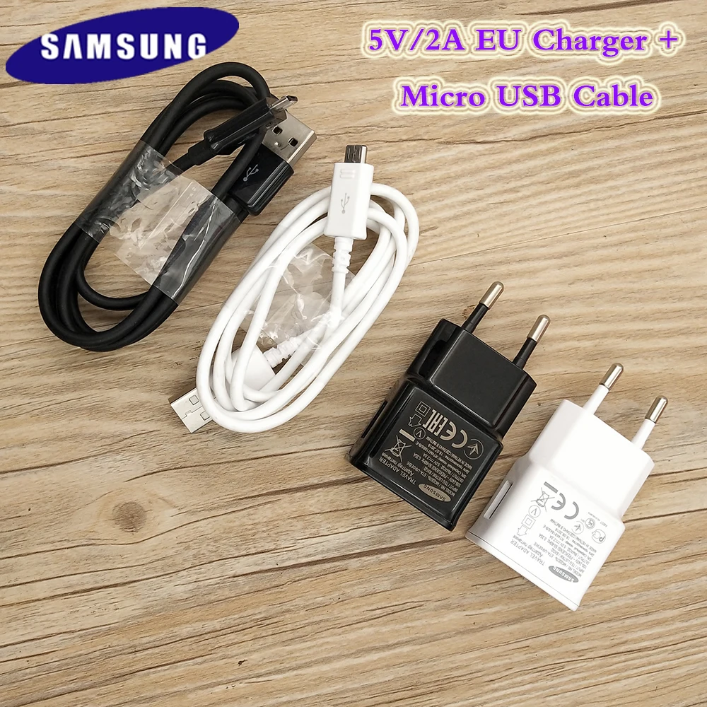 Оригинальное зарядное устройство для SAMSUNG Galaxy A10 M10 Note 4 5 S6 S7 5 в 2 а адаптер питания европейского стандарта 100 см кабель Micro USB для Samsung A3 A5 A7 2015 C5