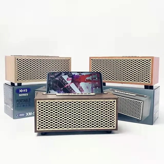 Винтажный Bluetooth-динамик с текстурой древесины беспроводной домашний сабвуфер