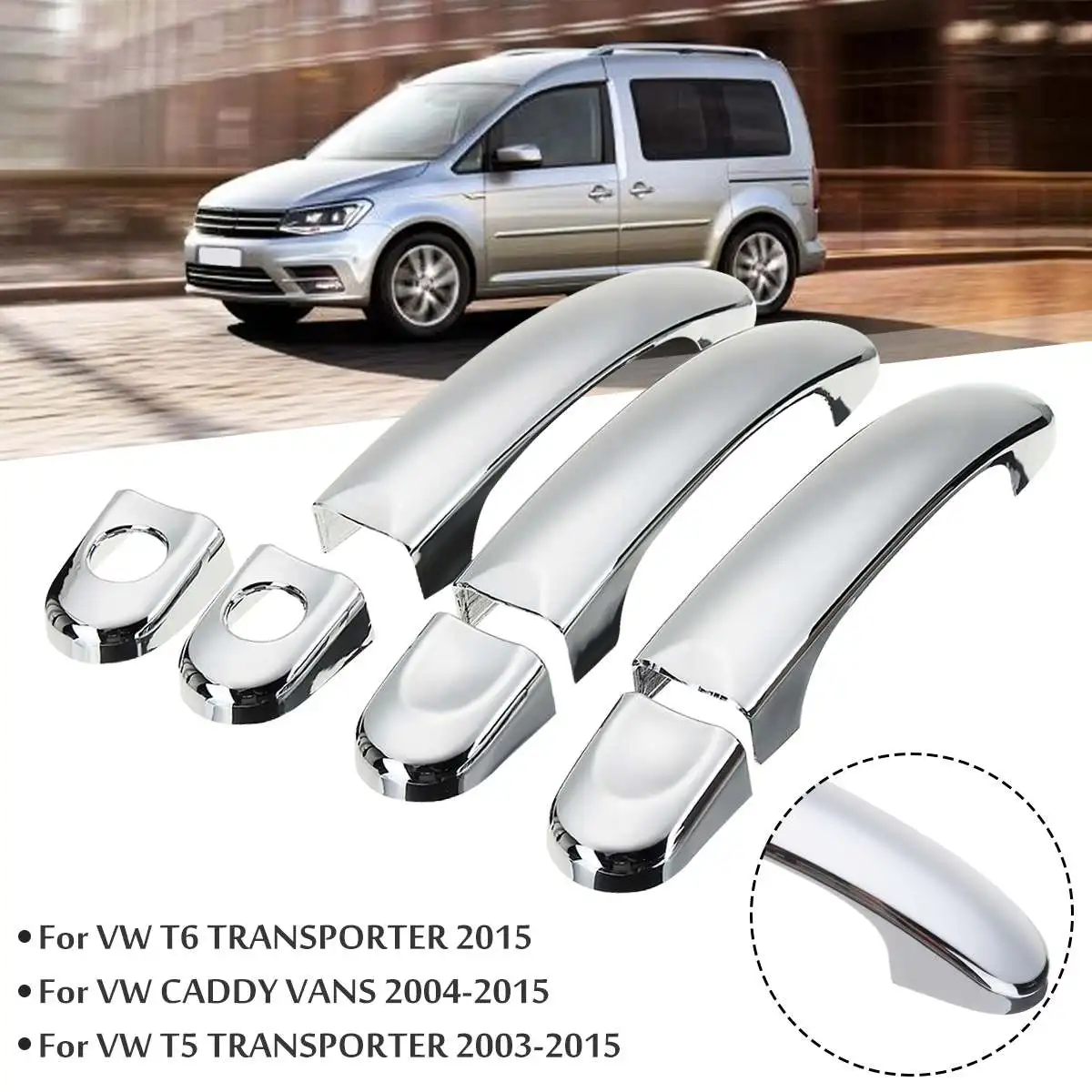 

For VW Transporter T5 Caddy 2001-2013 8x/7x/6x Car Auto Chrome Stainless Steel Door Handle Cover Trim Set