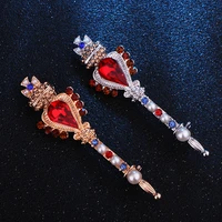 new fashion retro crown cross red rhinestone pins and brooches little wand lapel pin brooch shirt men clothing accessories