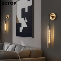 all copper luxury crystal wall lamp modern living room bedroom background wall bedside lamps decoration hanging line wall lights