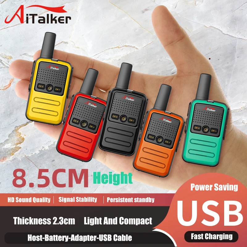 AiTalker Mini Toy 1~5 Km UHF Gift Two Way Transceiver Colorful Fuselage New Kids Talki Walki Walkie Talkie Radio Table