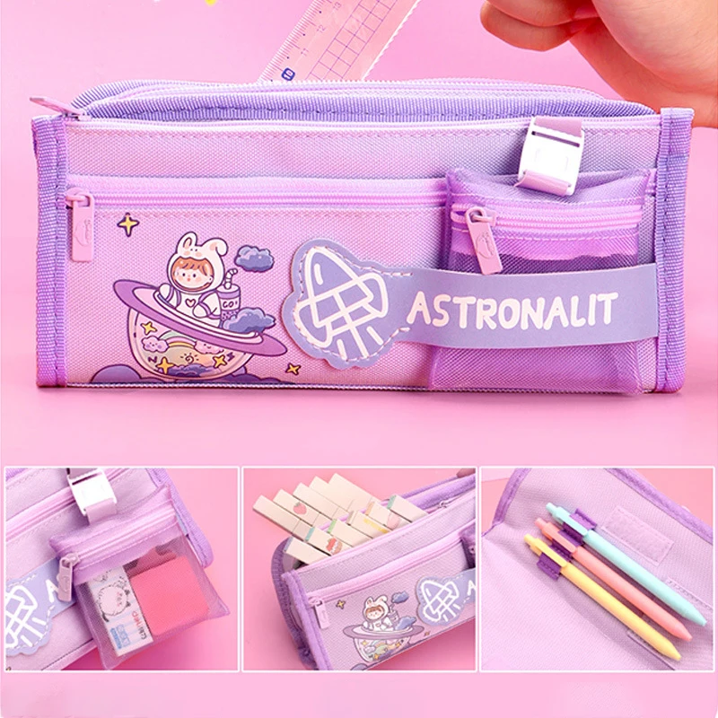 

Cute Pencil Case Korean Stationery Pencil Bags Kawaii Large Capacity Canvas Pen Holder Organizer Student Back To School Supplies