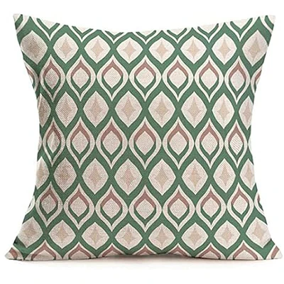 Льняная наволочка домашний зеленый геометрический волнистый дизайн стрелы