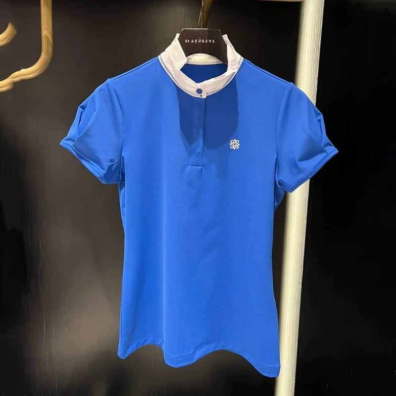 Golf dress women's outdoor sports top stand collar casual