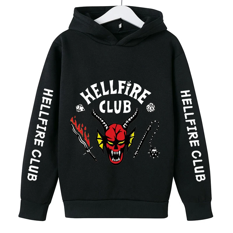 

Новые толстовки с капюшоном «очень странные дела» 4, детская забавная Повседневная Толстовка для игры «хеллфайер», детская одежда для мальч...