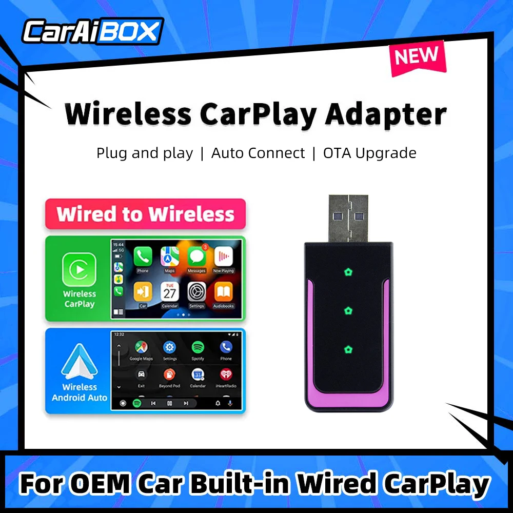 CarAIBOX 2 в 1 беспроводной CarPlay и Android автомобильный адаптер для автомобильного радио