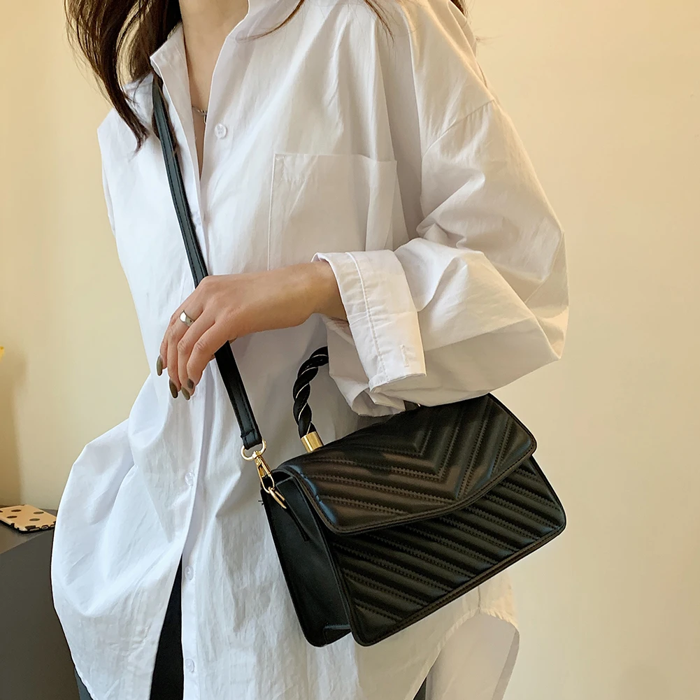 

Bags for Women PU Leather Solid Color Shoulder Composite Bag with Mini Purse Lady Flap Evening Bag Luxury Brand Designer Handbag