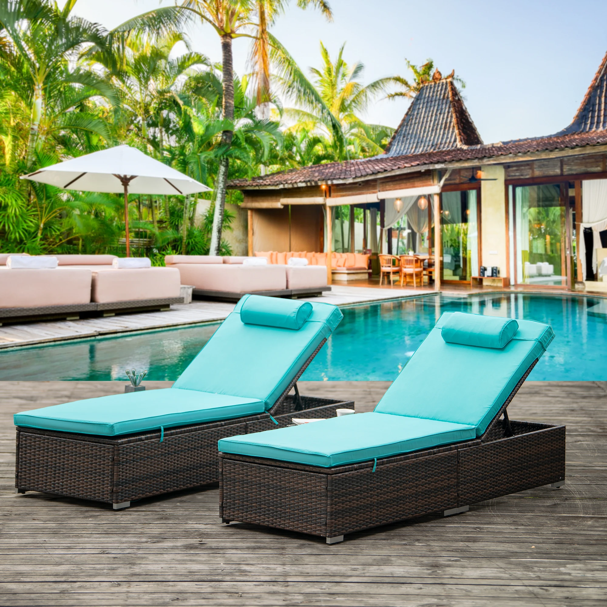 Beach Pool Adjustable Backrest Recliners