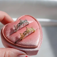 fashion trend sweet female princess crown shape design ring cute womens metal open rings anniversary gift jewelry for her