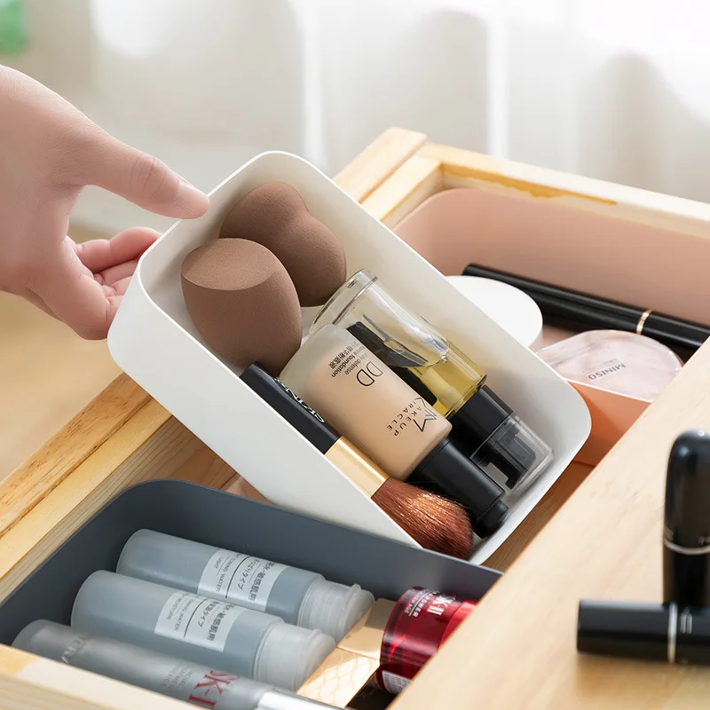 

Desktop Cosmetic Storage Tray Combinable Storage Box Makeup Stationery Tableware Holder Underwear Organizer Plastic Drawers