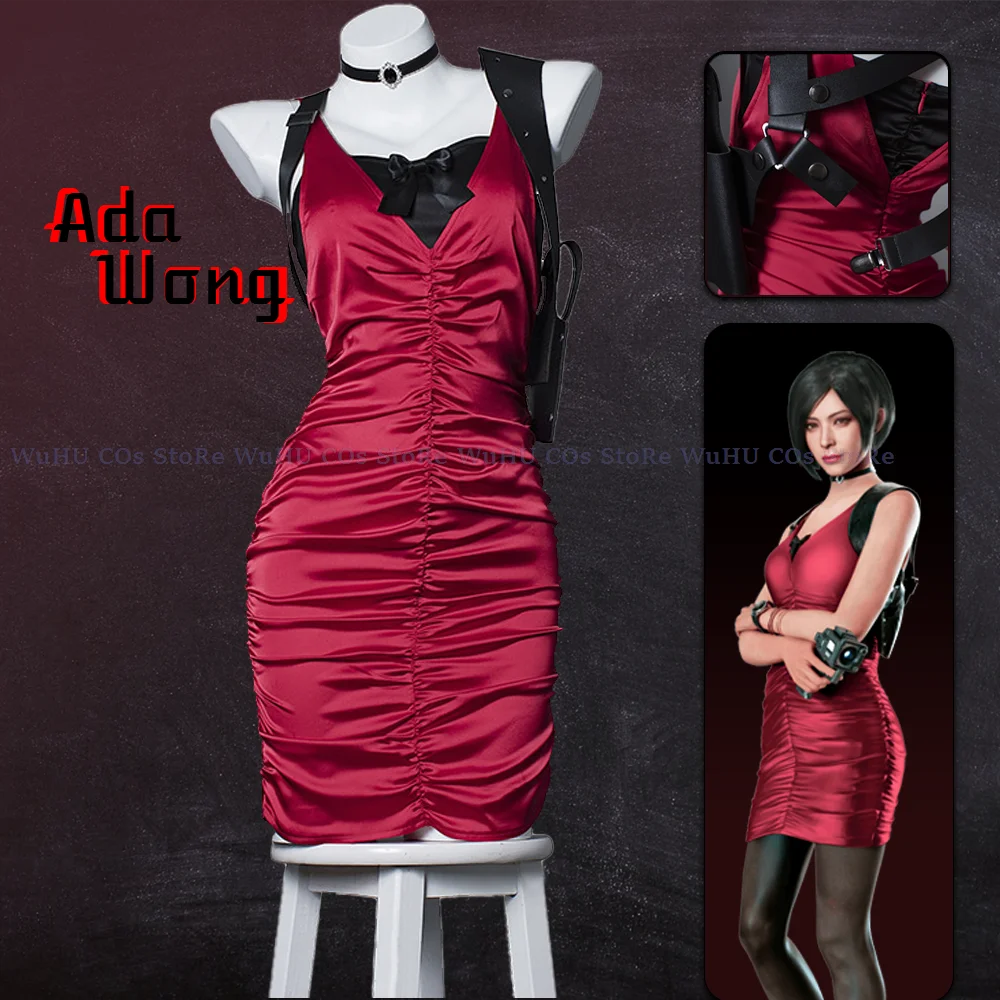 Женский костюм для косплея Resident 4 Ада Вонг парик обувь на Хэллоуин карнавал злое