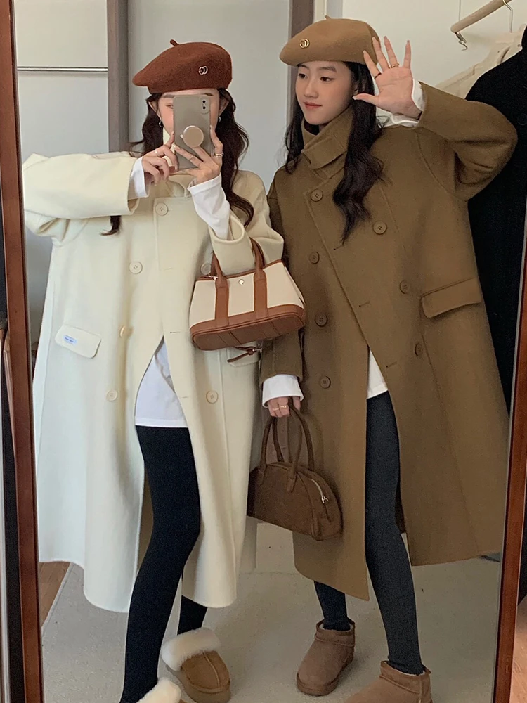 Woolen Jacket 2024 New Women's Trench Coat Mid-Length Small Autumn and Winter Thickened High Sense Super Nice