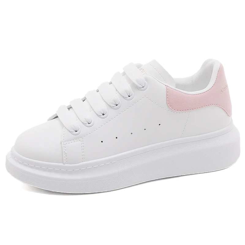 

Spring Fashion Breathble Vulcanized Shoes Women Sneakers Pu Leather Platform Shoes Women Lace Up Casual Shoes White Sneakers