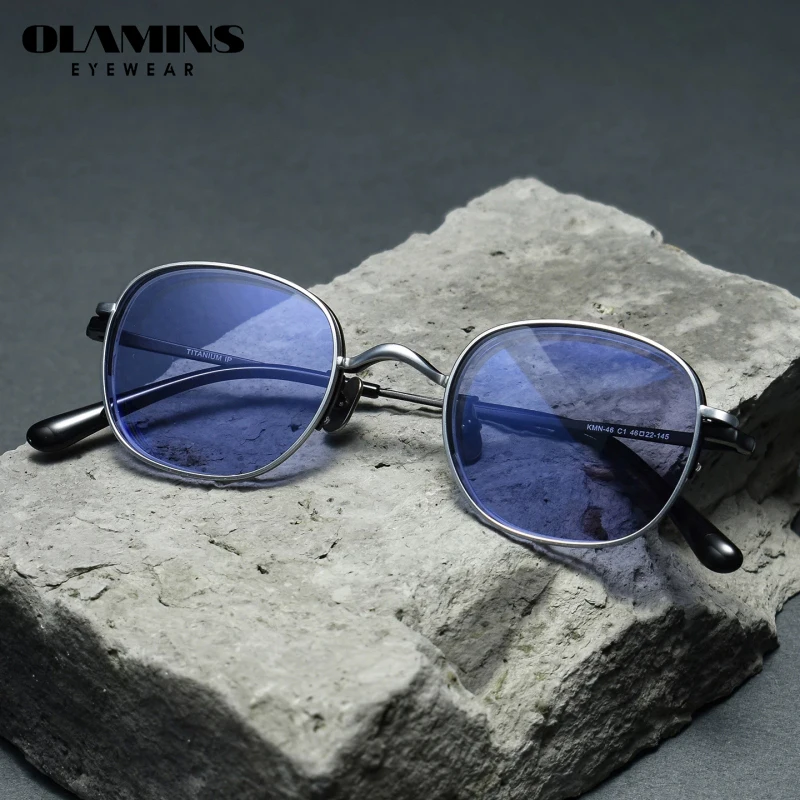 Фото Очки Olamins Ultralight из чистого титана с магнитными линзами для коррекции близорукости, ретро-квадратные, для мужчин с крупным лицом, поляризованные, с защитой от синего света №1