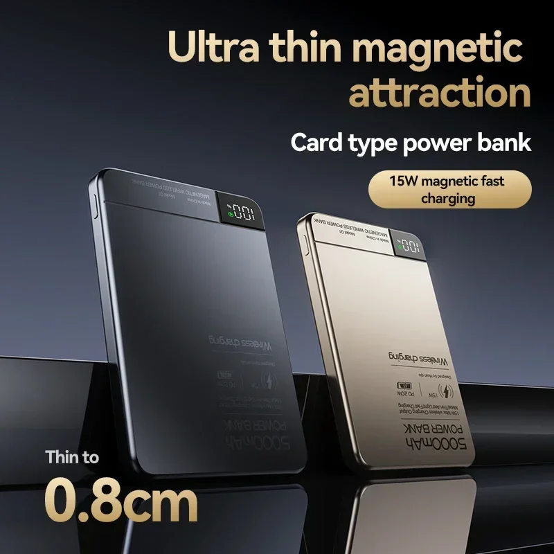 Ультратонкое металлическое магнитное зарядное устройство Power Bank беспроводное