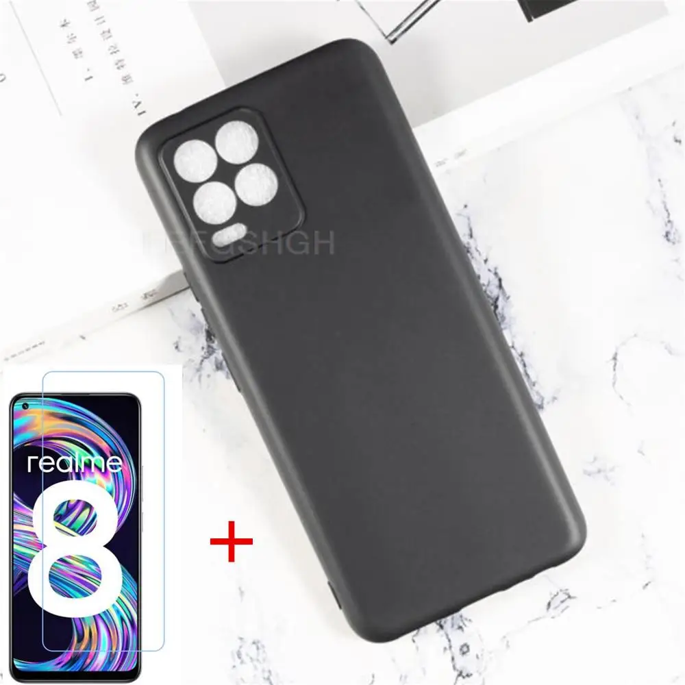 

Прозрачный чехол для OPPO Realme 8 4G, силиконовая задняя крышка из ТПУ для Realme 8 Pro 4G, защита экрана из закаленного стекла