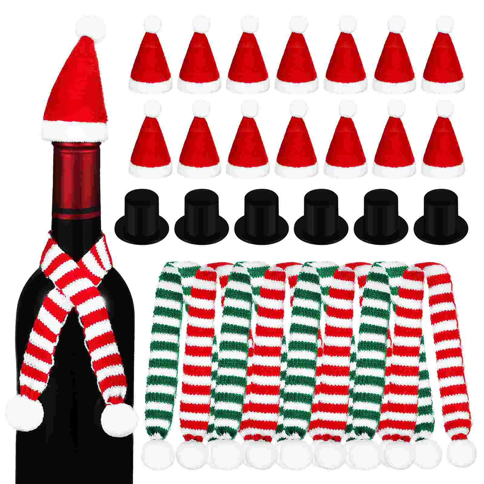 

124pcs Mini Santa Hat Tiny Hats Cup Bottle Cover for Dolls Bottle Dinnerware Decoration