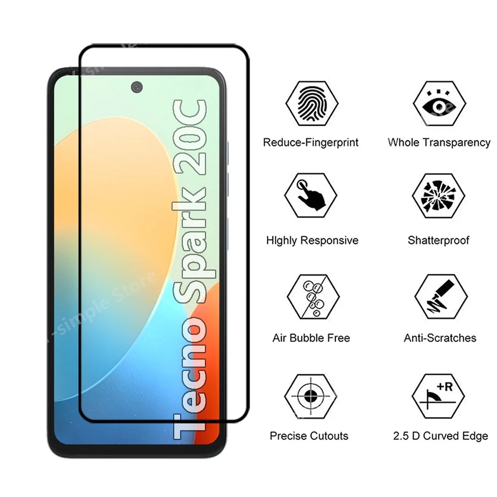 4/2 шт. закаленное стекло для Tecno Spark 20C защита экрана Взрывозащищенная Передняя