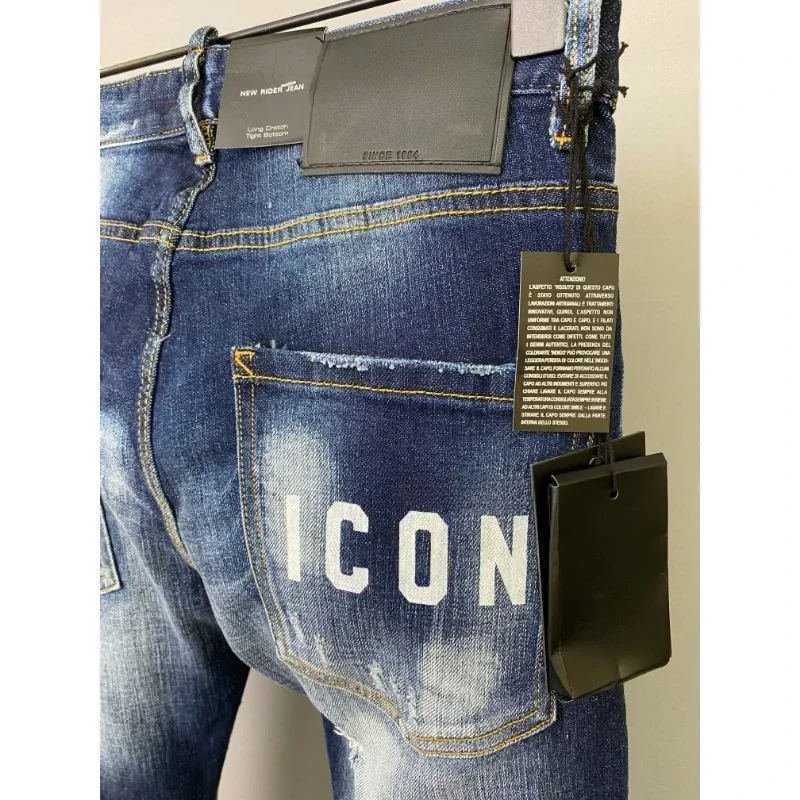 Джинсы мужские прямые в стиле хип-хоп весна 2024