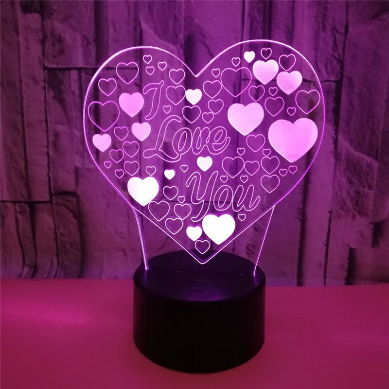 3D светильник с надписью Love USB-зарядкой 7 цветов | Лампы и освещение