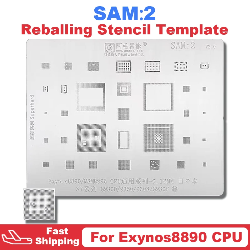 

Amaoe SAM2 BGA Reballing Stencil For Samsung S7 G9300 G9350 G9308 G930F For Exynos8890 MSM8996 CPU Tin Planting Soldering Net