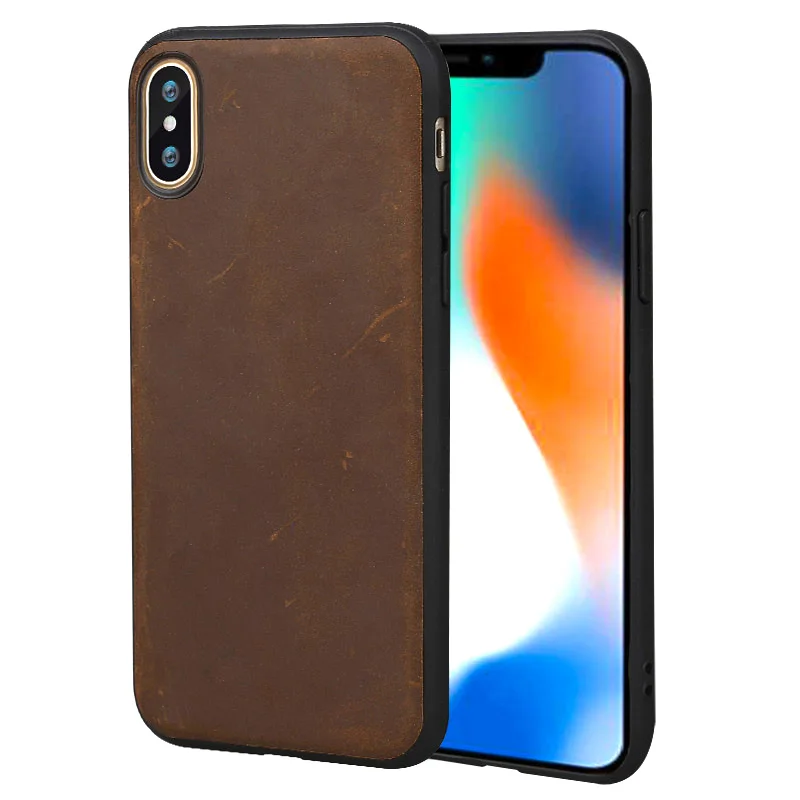 Luxury Cowhide Phone Cases For IPhone 7 8 Plus X Xs Max Case Crazy Horse Leather Back Cover For IPhone 6 6S Plus 6p 7p 8p Case
