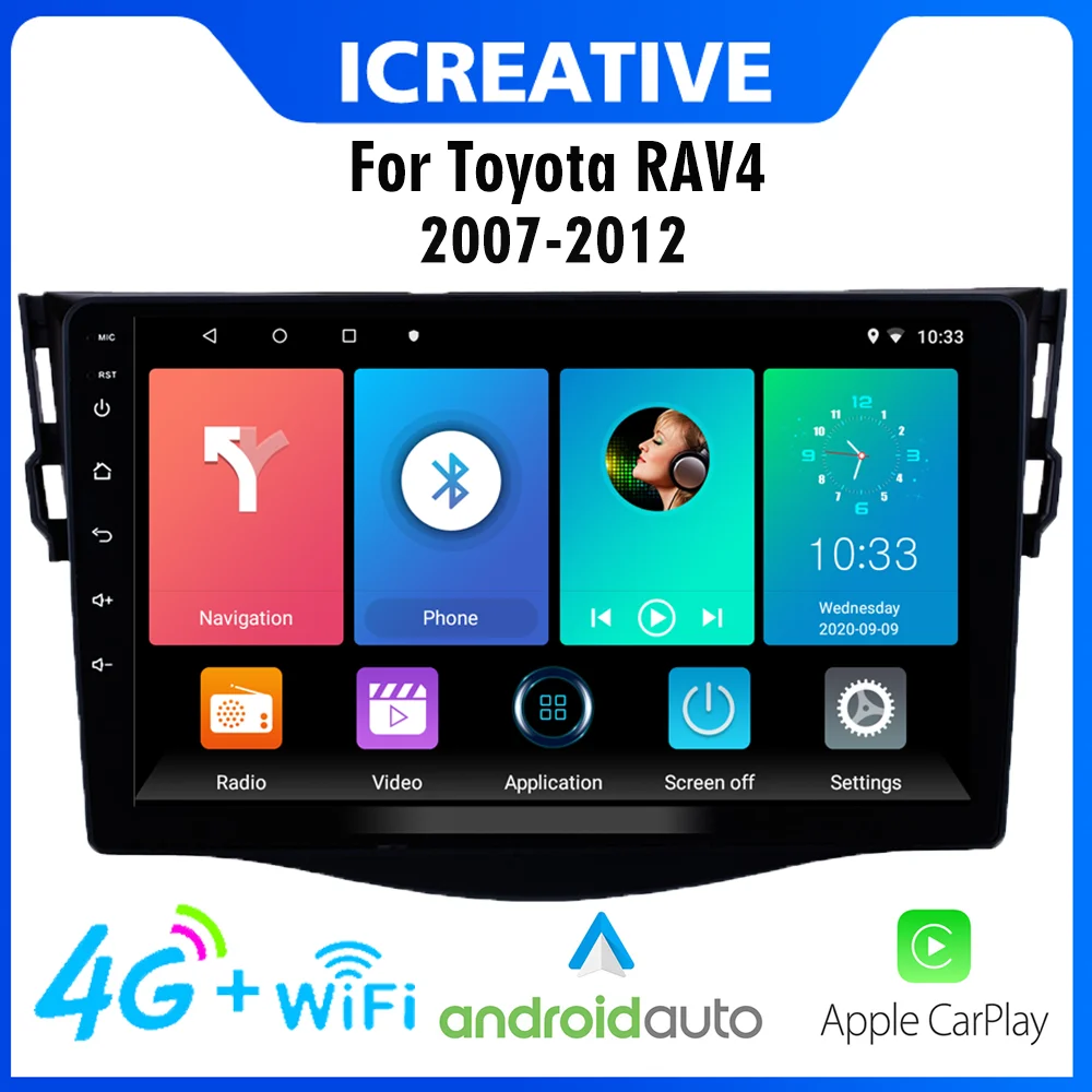 

2 Din 4G Carplay Android Navigation GPS Car Multimedia Player For Toyota RAV4 2007 - 2012 9" 2.5D Head Unit Auto Stereos