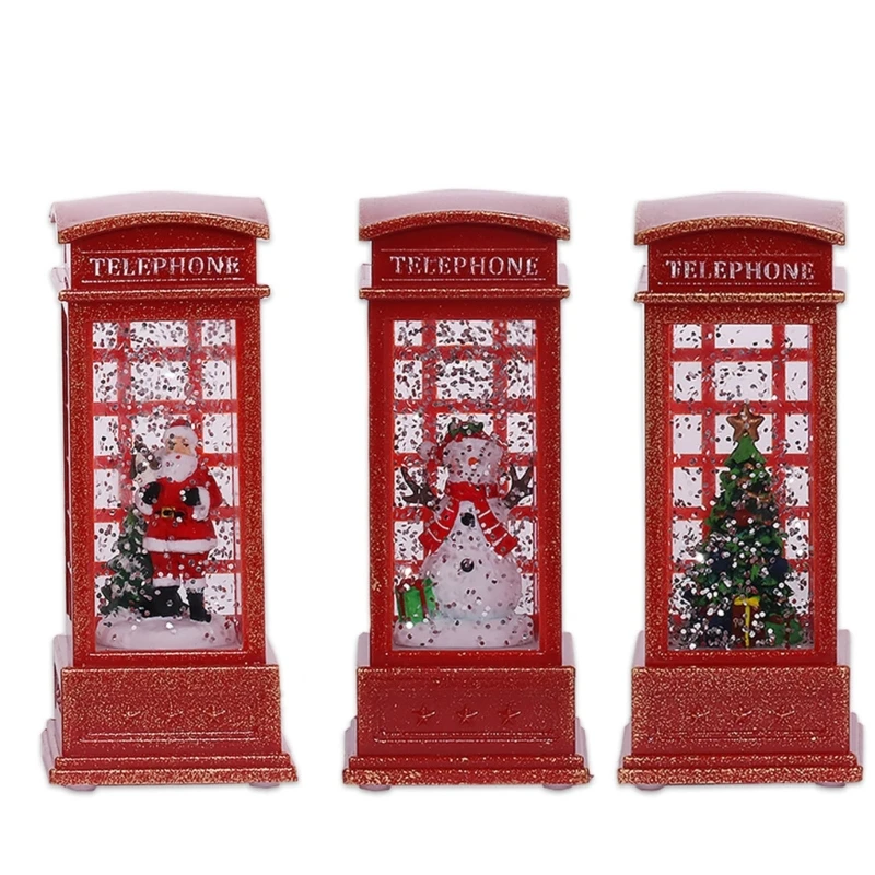 

L21C Telephone Booth Light Old Man Snowman Christmas Tree Christmas Night Lamp Outdoor Flickering Flame Lamps for Party Decor