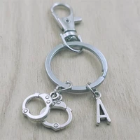 forever handcuffs keyring letter car key chain ring lobster clasp initial charm women jewelry accessories pendants metal