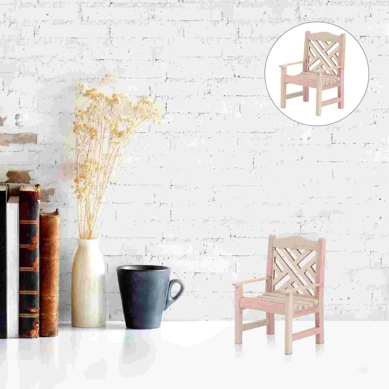 

Деревянное украшение, аксессуары для игрового домика, мини-стул, миниатюрный стул, одиночный стул для кукольного домика, цветной мини-деревянный стул