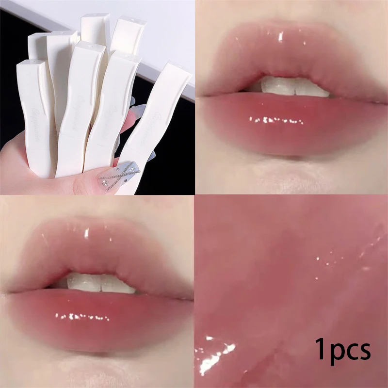 

Mirror Lipstick White Tube Waterproof Sweatproof Long-lasting No-strick Cup Solid Lip Glaze Moisturizing Makeup