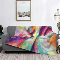 paint splash watercolor abstract colorful fans soft flannel blanket sofa bedding warm cover couch outdoor bedroom